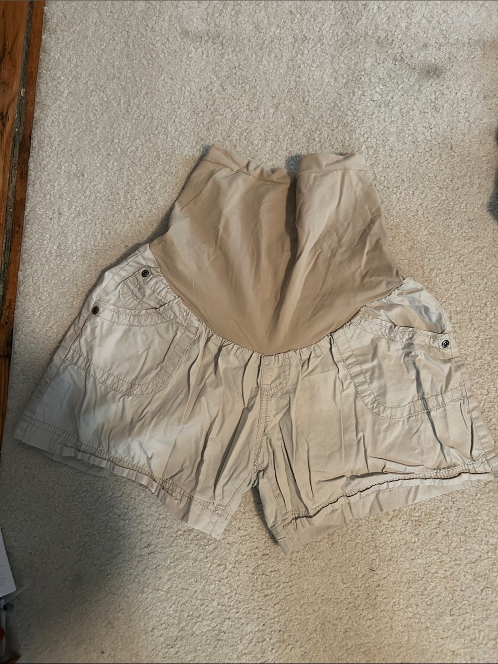 Motherhood Beige Maternity Shorts with Overband